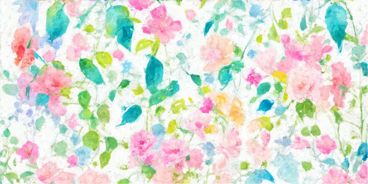 Abstract beautiful oil illustration flowers
