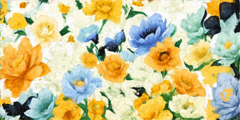 Abstract beautiful oil illustration flowers