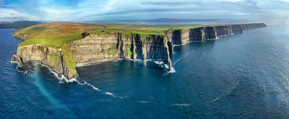 Cliffs of Moher Aerial Panoramic - obrazy, fototapety, plakaty