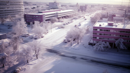 snowy street in the winter