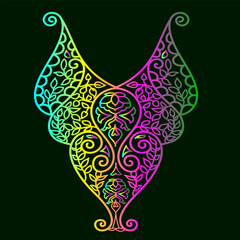 Rainbow color line art floral vector illustration, colorful vintage decorative vector template, rainbow color flower ornaments.