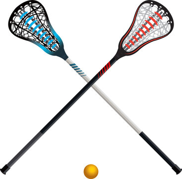 Isolated Lacrosse Sticks and Ball