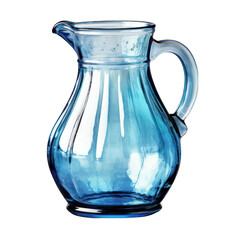 Blue Glass Water Jug Isolated on Transparent or White Background, PNG
