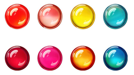 Colorful Buttons Isolated on Transparent or White Background, PNG