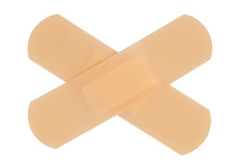 Medical adhesive bandages isolated on white, top view