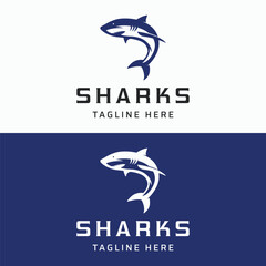 Unique and creative shark template logo vector design.