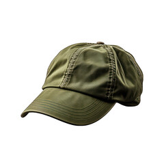 Green Canvas Army Cap Isolated on Transparent or White Background, PNG