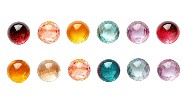 Colorful Beads Arrangement Isolated on Transparent or White Background, PNG