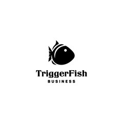 solid simple black-in-white fish shape seafood business logo design