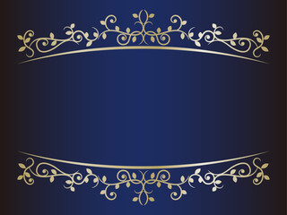 ゴールドのエレガントなフレーム　葉をあしらった植物の飾り罫