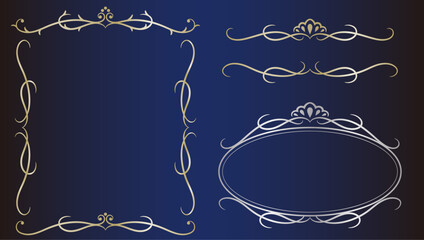 アンティークな装飾フレームセット　ゴールドとシルバー