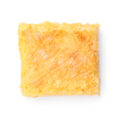 One tasty lemon bar isolated on white, top view