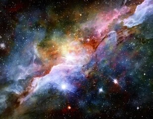 gorgeous space and twinkling stars background image with nebula gas cloud