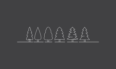 lined up pine spruce doodle simple line art tree
