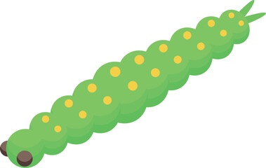 Green worm icon isometric vector. Cocoon silk baby. Silkworm cute leaf natural