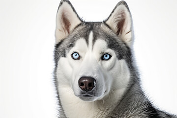 Siberian Husky close-up view portrait. Adorable canine studio photography.