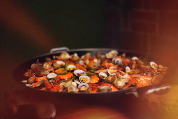 Paella rica cocina mexicana a la parrilla