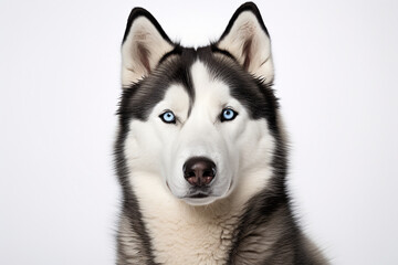 Fototapeta premium Siberian Husky close-up view portrait. Adorable canine studio photography.