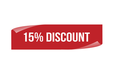 Red banner 15% discount on white background.