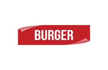 Red banner Burger on white background.