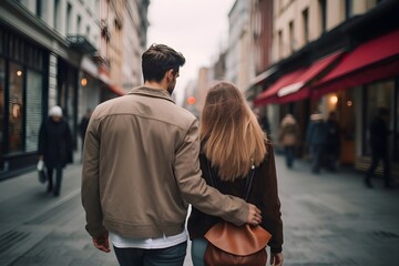 Couple walking in a city
