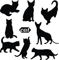 cat Vector silhouette, animal, silhouette, black, vector, cat silhouette, pet-themed design, pet vectors, pet themed vectors, pet silhouette vectors,