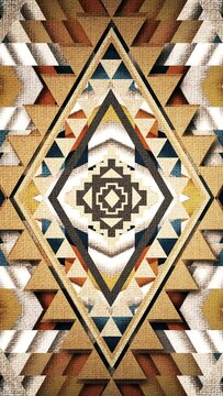 Abstract Vintage Psychedelic Tribal Native Diamon Pattern Background Loop