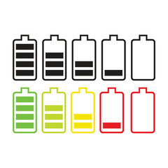 battery icon set in flat style with background.