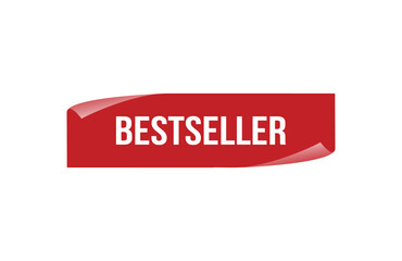 Bestseller red ribbon label banner. Open available now sign or Bestseller tag.