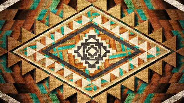 Abstract Vintage Psychedelic Tribal Native Diamon Pattern Background Loop