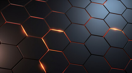 Black Hexagonal Pattern Metallic Background with Light Shining Through