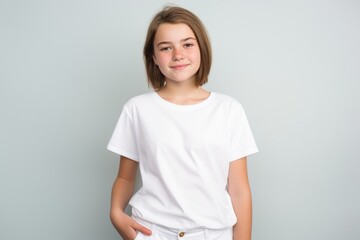 Obraz premium a person wearing canvas white shirt for mockup, .AI generative