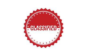 Classified red ribbon label banner. Open available now sign or Classified tag.