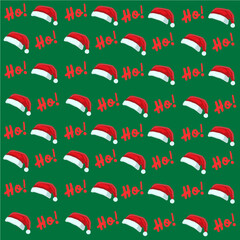 HoHoHo with santa hat pattern background