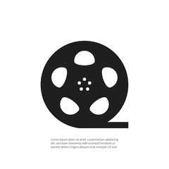 Flat film reel icon symbol vector Illustration