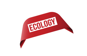 Red banner Ecology on white background.