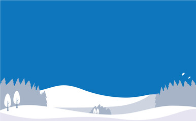 冬の青空とスキー場の背景イラスト素材