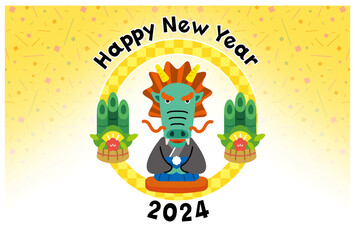 2024年の辰年の干支の年賀状イラスト