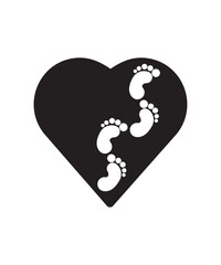 heart with footprint icon, vector best flat icon.