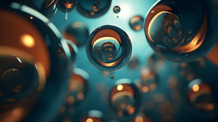 Abstract and fantasy core representation with imaginary worlds in bubbles space