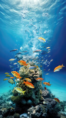 Fototapeta na wymiar coral reef with fish and coral, generative ai
