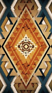 Abstract Vintage Psychedelic Tribal Native Diamon Pattern Background Loop