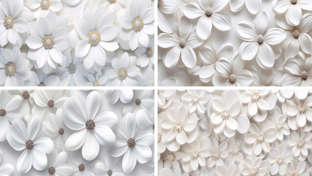 floral white flower design background nature decorative paper texture beauty spring art wall 