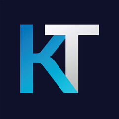 KT Letter logo design vector template.