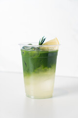 matcha green tea with lemon and tonic