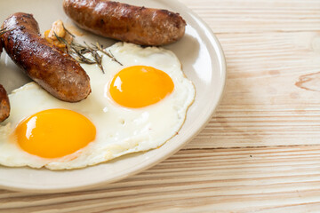 double fried egg with pork sausage