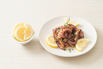 grilled octopus or squid with butter lemon sauce