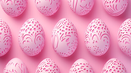 Pattern of pink eggs on pink background.