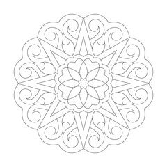 Flower Coloring book Mandala easy design page vector file