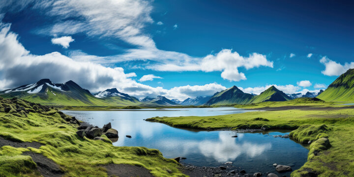 Iceland. Landscape photography with heavy moody clouds, huge mountains and crystal water © dreamalittledream